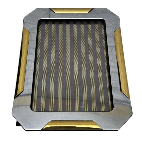 Vintage Picture Frame Metal Brass Deco MCM Modern Style 8.5" h 5x7 Made in Korea - Picture 4 of 9